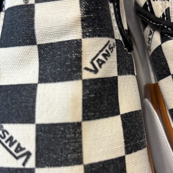 Vans Women's Checkered Slip-On Sneakers - Black, White, and Brown - Picture 5 of 15